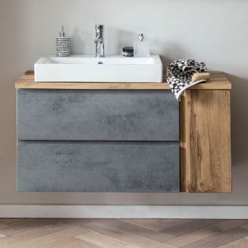 Wastafelkast Varese | 105 x 47 x 65 cm | Wotan Oak / Betonkleur