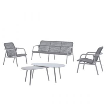 Loungeset tuin Diego | Driezitbank, tuinstoel, salontafelset | Grijs