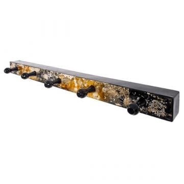 Wandkapstok met 5 knoppen | 75 x 6 x 11 cm | Zwart-goud