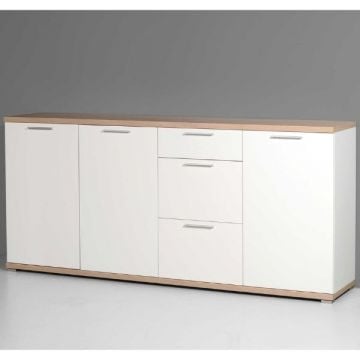 Dressoir Tosun 192cm met 3 deuren & 3 lades - wit/eik