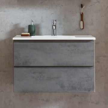 Wastafelmeubel Varese | 80 x 47 x 56 cm | Wotan Oak / Beton-design