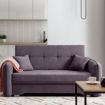 Tweezitbank met slaapfunctie Laina | 155 x 105 x 75 cm | Paars