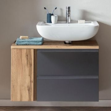 Wastafelkast Varese | 85 x 47 x 56 cm | Wotan Oak / Grey