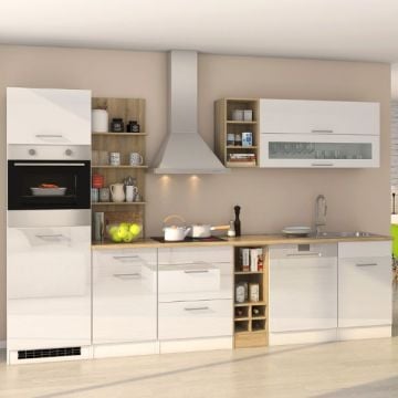 Kitchenette Milan | Inclusief dampkap, kookplaat, oven, vaatwasser en koelkast | High Gloss White