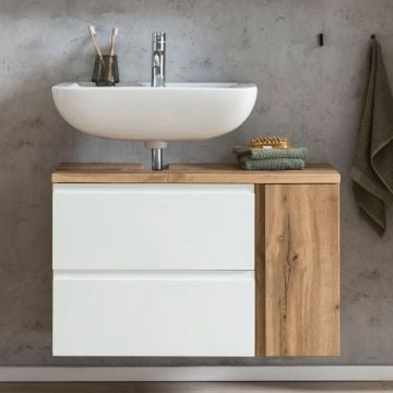 Wastafelkast Varese | 85 x 47 x 56 cm | Wotan Oak / White