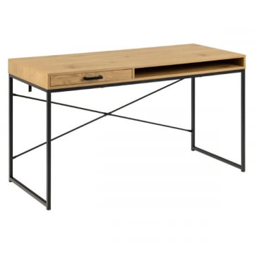 Bureau Dover met lade - wilde eik/zwart