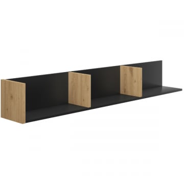 Wandplank Ralphio 160cm - zwart/eik