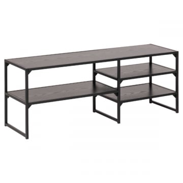 Tv-meubel Dover 120cm 3 legplanken industrieel - zwart