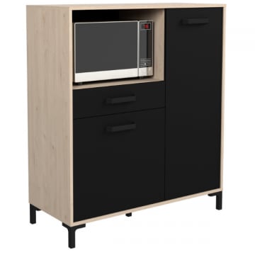 Microgolfkast Felicity 100cm, 2 deuren & 1 lade - eikdecor/zwart