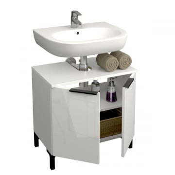 Wastafelonderkast Glam 30cm 2 deuren -  hoogglans wit