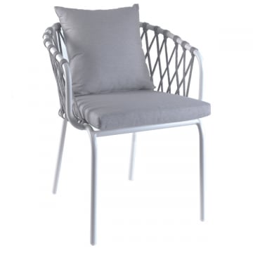 Tuinstoel Edna aluminium en olefin - wit/grijs