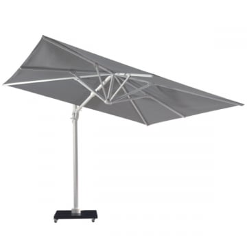 Parasol Bryce 300x300cm met voet - wit/grijs
