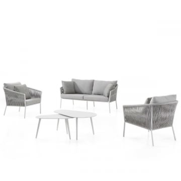 Loungeset tuin Equator | 2,5-zit, fauteuil, salontafelset | Grijs design
