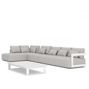 Loungeset Raphael links aluminium en agora - wit/grijs
