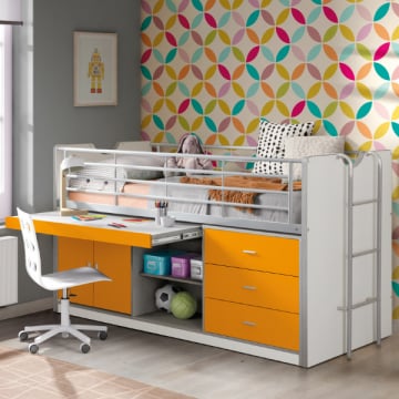 Halfhoogslaper met bureau Bonny 95 - oranje