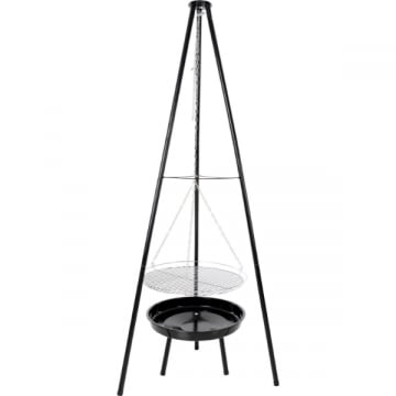 Barbecue Tripod 50cm met schaal staal - zwart