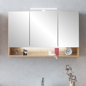 Spiegelkast Karan 100cm 3 deuren met verlichting - eik