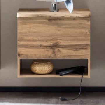 Wastafelonderkast Karan 61cm 1 lade - eik