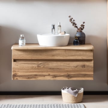 Wastafelmeubel Vikas 101cm 2 lades - eik