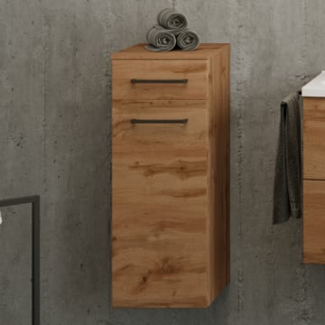 Badkamerkast Malvo 30cm 1 deur & 1 lade - eik/zwart