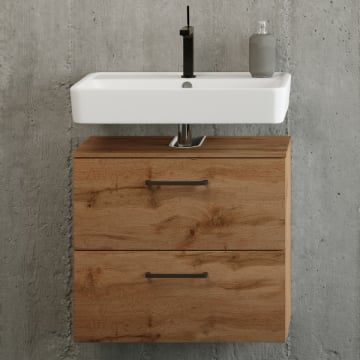 Wastafelonderkast Malvo 60cm 1 opklapdeur & 1 lade - eik/zwart