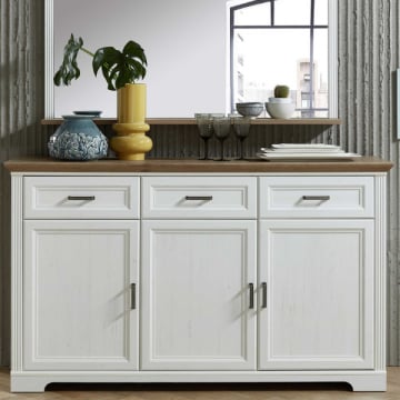  Dressoir Samine 3 lades 3 deuren - wit/eik