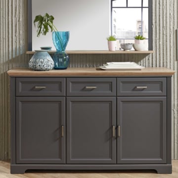 Dressoir Samine 3 lades 3 deuren - grafiet/eik
