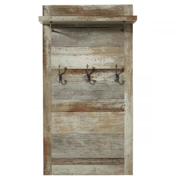 Tweede kans Wandkapstok Clem 67cm met hoedenplank - driftwood