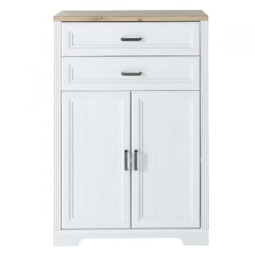 Dossierkast Samine 86x38x127cm met 2 lades & 2 deuren - wit/eik