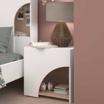 Nachtkastje Florentina-46cm-1 draaideur-wit/eik