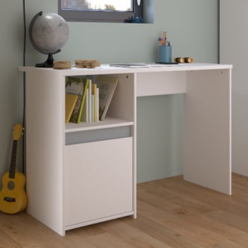 Bureau Rue 110cm met kast - wit/grijs of wit/roze