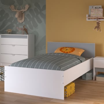 Bed Rue 90x190 - wit/grijs of wit/roze