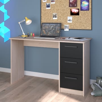 Bureau Infino met 3 lades - eik/zwart