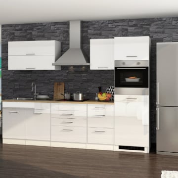 Kitchenette Ragnar 290cm met oven - hoogglans wit