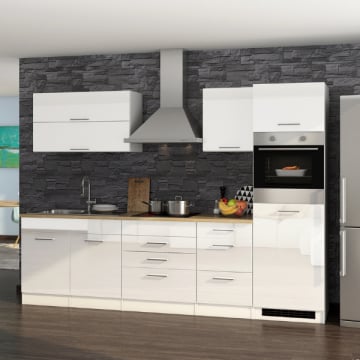 Kitchenette Ragnar 290cm met oven en koelkast - hoogglans wit