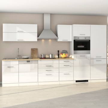 Kitchenette Ragnar 360cm met ruimte voor koelkast-diepvries, oven en vaatwas - hoogglans wit