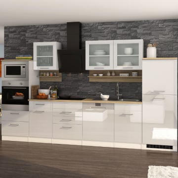 Kitchenette Ragnar 340cm met oven, microgolf, vaatwas en koelkast - hoogglans wit