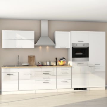 Kitchenette Ragnar 350cm met koelkast-diepvries en oven - hoogglans wit