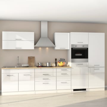 Kitchenette Ragnar 350cm met koelkast-diepvries en oven - hoogglans wit