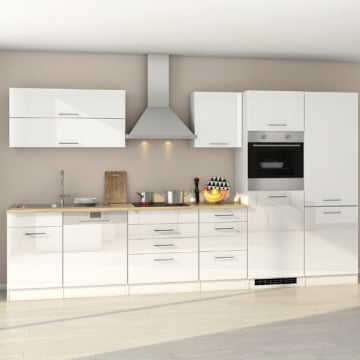 Kitchenette Ragnar 360cm met koelkast-diepvries, oven en vaatwas - hoogglans wit