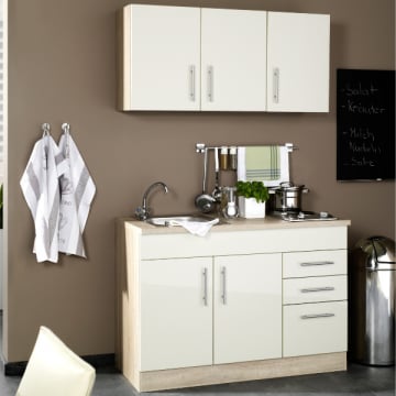 Kitchenette Toto 120cm met kookplaat - hoogglans crème