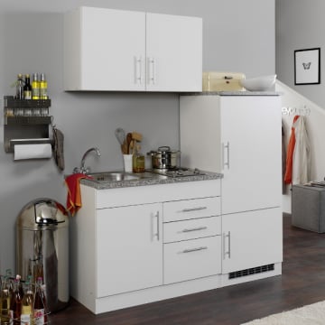 Kitchenette Toto 160cm met kookplaat en koelkast - wit/marmer