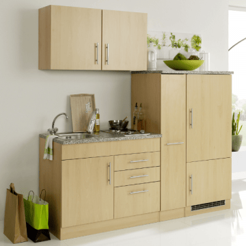 Kitchenette Toronto | Bovenkast, spoelbak, kookplaat, verscheidene opbergkasten en -lades | Bruin