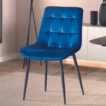 Eetkamerstoel Tanja-blauw fluweel