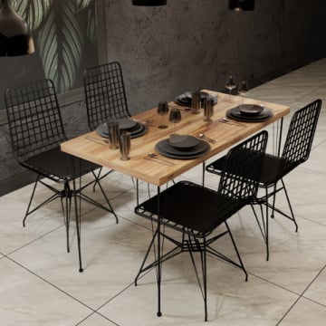 Dragon Eettafel | 100% Melamine | Metalen Frame | Eiken Zwart