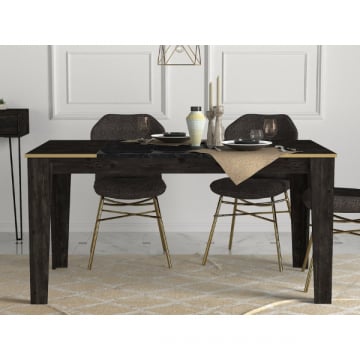 Eettafel Melvin - zwart/goud