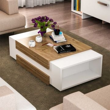 Salontafel Marinelle-wit/walnoot