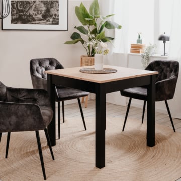 Verlengbare eettafel Coburg 80/120 x 80cm - eikdecor/zwart