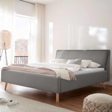 Tweepersoonsbed Estee 160x200cm - lichtgrijs/eik