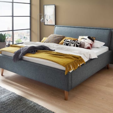 Tweepersoonsbed Estee 160x200 met opbergruimte - blauw/eik